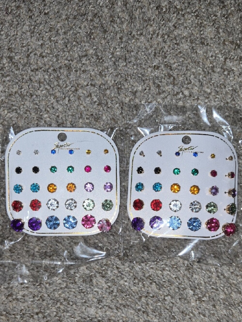 Multicolor Crystal Stud Earring Set - 24 Pairs